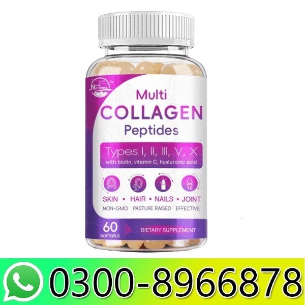 Multi Collagen Peptides+ – 5 Types with Biotin & Hyaluronic Acid | 60 Softgels In Pakistan
