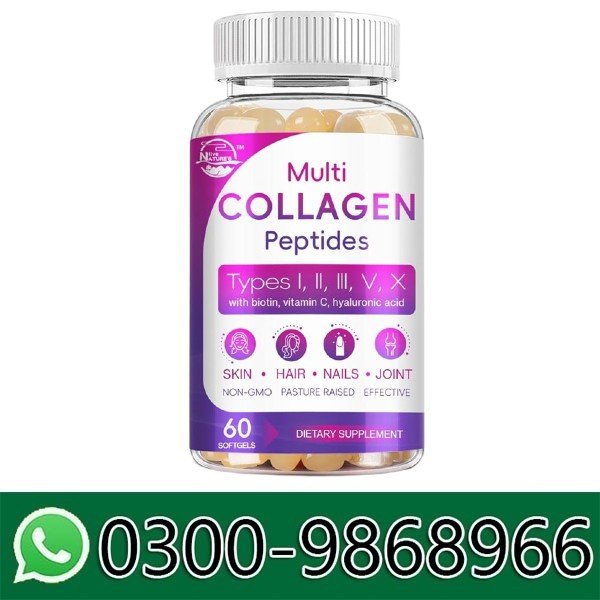 Multi Collagen Peptides+ – 5 Types with Biotin & Hyaluronic Acid | 60 Softgels In Pakistan