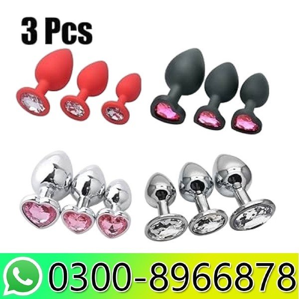 3 Pcs Set Luxury Metal Butt Plug Toys In Pakistan