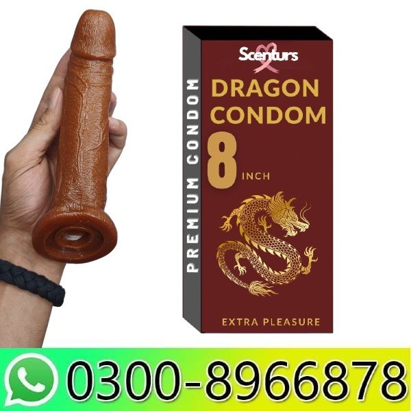 8 Inch New Dragon Silicone Condom In Pakistan